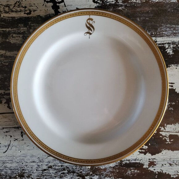 Antique Haviland Limoges "S" Monogrammed White and Gold Bread and Butter Plate - Picture 2 of 5